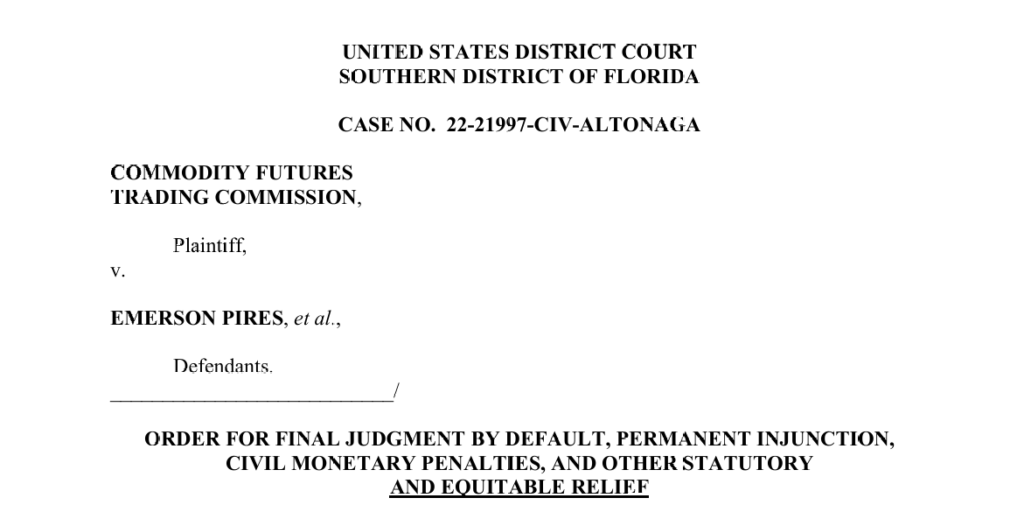 CFTC vs. Empires Consulting Corp court order. Source: CFTC

