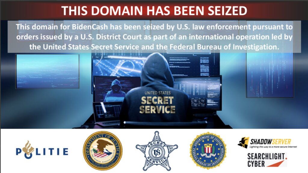 BidenCash domain redirected to law enforcement-controlled server. Source: FBI