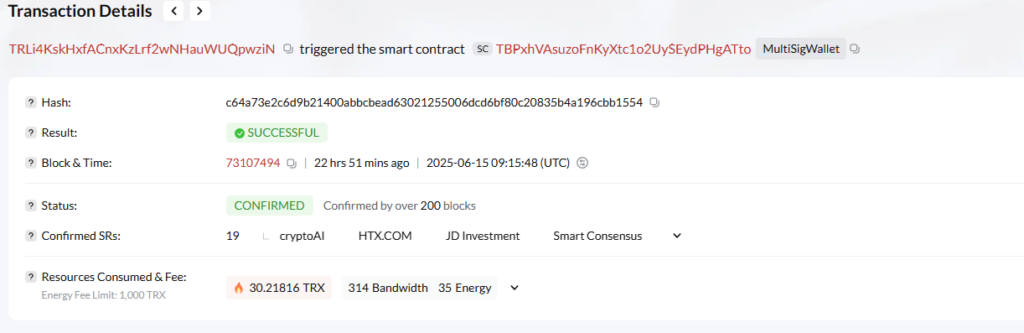 Tether freezes $12.3 million USDT. Source: Tronscan

