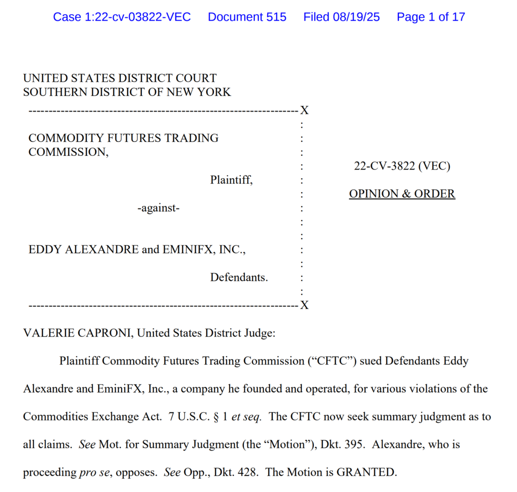 A snapshot of the case ruling. Source: CourtListener