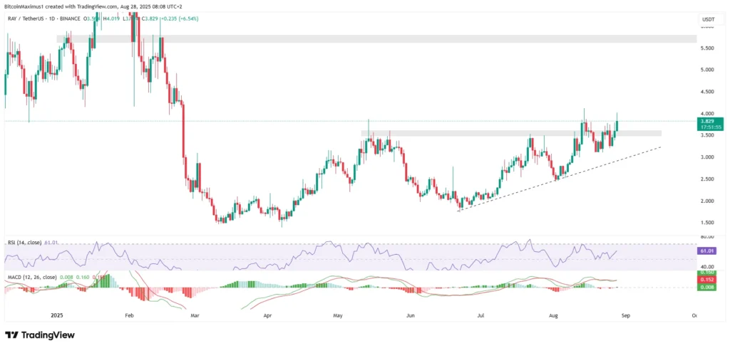 RAY/USDT Daily Chart | Credit: Valdrin Tahiri/TradingView
