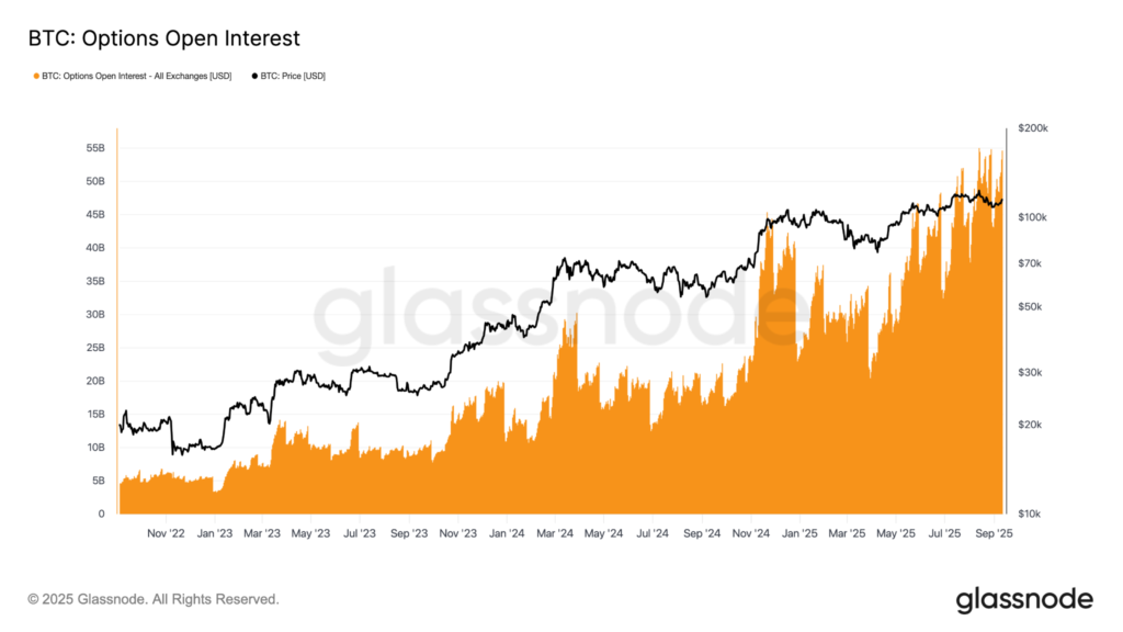 Bitcoin options open interest. Source: Glassnode