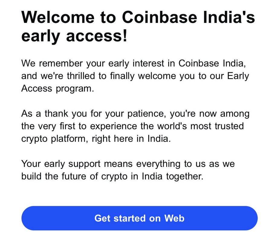 Coinbase resumes services in India. Source: X
